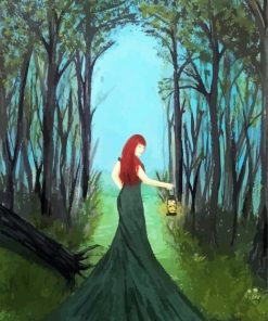 Woman With Long Dress In The Woods Paint By Numbers