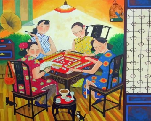 Women Playing Mahjong Paint By Numbers