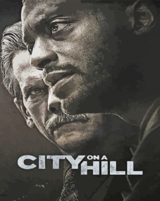 Black And White City On A Hill Poster Paint By Numbers