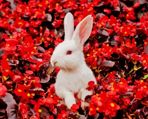 Rabbit With Flowers Paint By Numbers