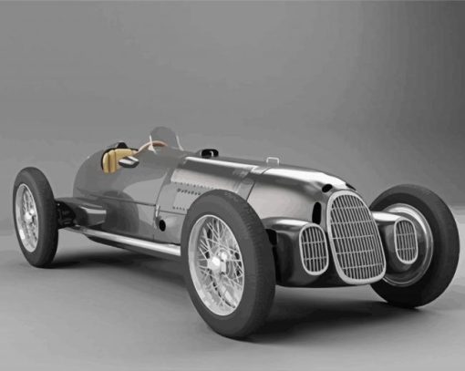 Grey Old Racing Car Paint By Numbers