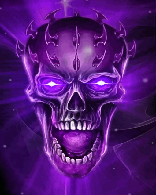 Mad Purple Skull Paint By Numbers