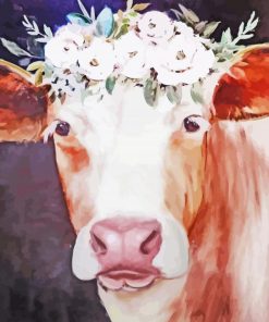 Cow With Flower Crown Paint By Numbers