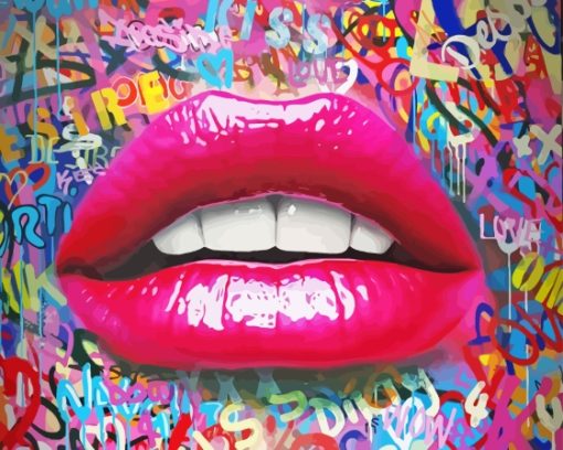 Pink Graffiti Lips Paint By Numbers