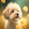 Puppy And Dandelions Paint By Numbers