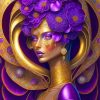 Purple Floral Lady Paint By Numbers
