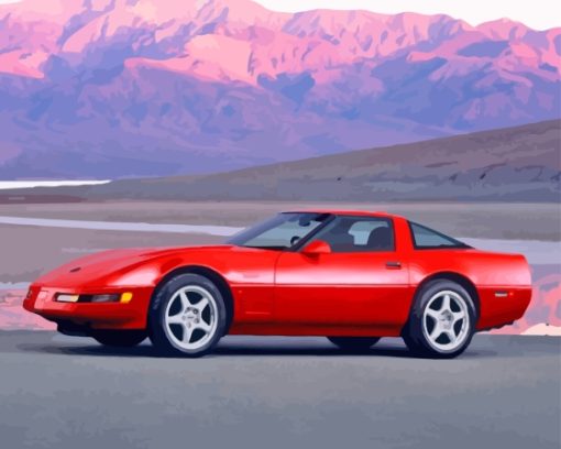 Red Corvette C4 Paint By Numbers