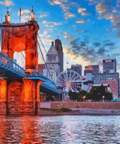 Roebling Bridge Covington Kentucky Paint By Numbers