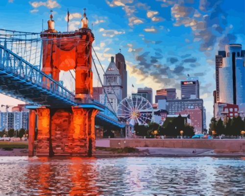 Roebling Bridge Covington Kentucky Paint By Numbers