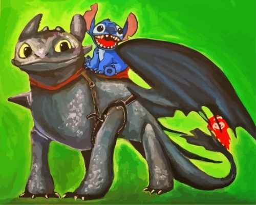 Stitch And Toothless Art Paint By Numbers