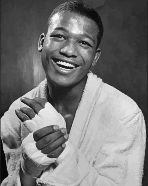 Sugar Ray Robinson Boxer In Black And White Paint By Numbers