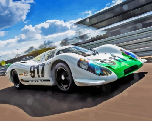 White 917 Porsche Car Paint By Numbers