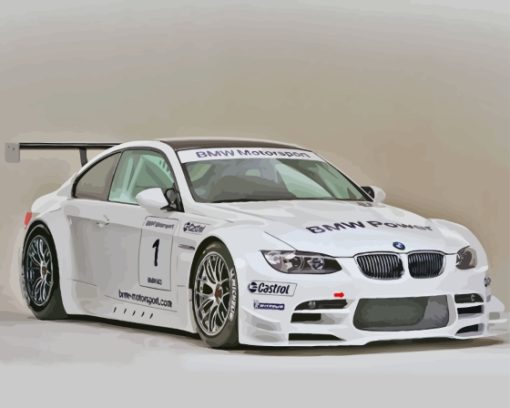 White BMW Race Car Paint By Numbers