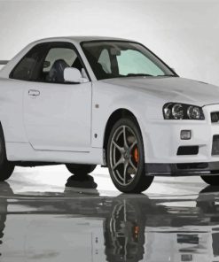 White Nissan Gtr R34 Paint By Numbers