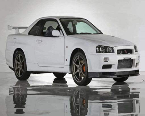 White Nissan Gtr R34 Paint By Numbers