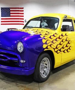 Blue And Yellow 49 Ford Coupe Paint By Numbers