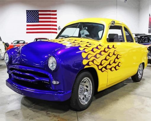 Blue And Yellow 49 Ford Coupe Paint By Numbers