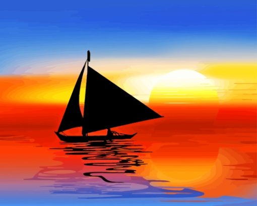 Boat Landscape Silhouette Paint By Numbers