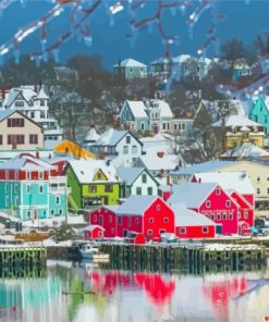 Canada Lunenburg Town In Snow Paint By Numbers