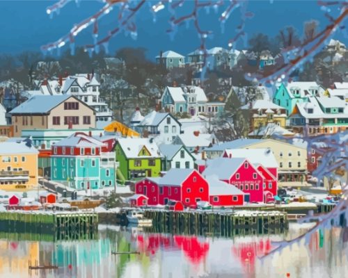 Canada Lunenburg Town In Snow Paint By Numbers