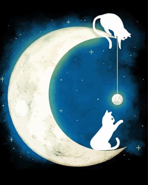 Cats And Moon Paint By Numbers