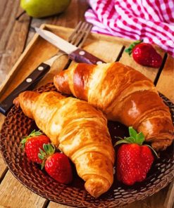 Croissants And Strawberries Paint By Numbers