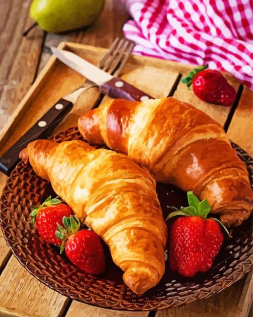 Croissants And Strawberries Paint By Numbers