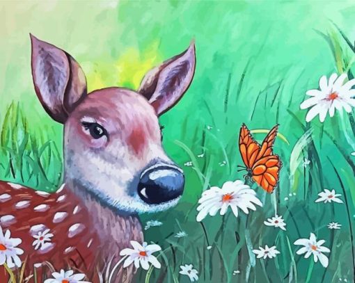 Deer With Butterfly Paint By Numbers