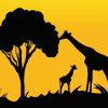 Mother Giraffe Silhouette Paint By Numbers