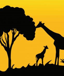 Mother Giraffe Silhouette Paint By Numbers