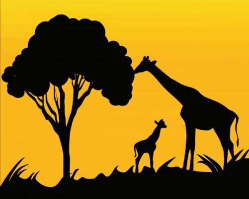 Mother Giraffe Silhouette Paint By Numbers