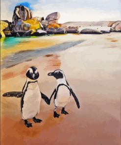 Penguins Birds On The Beach Art Paint By Numbers