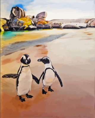 Penguins Birds On The Beach Art Paint By Numbers