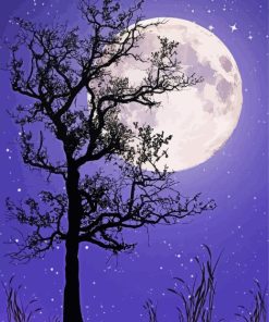 Tree Night Moon Paint By Numbers
