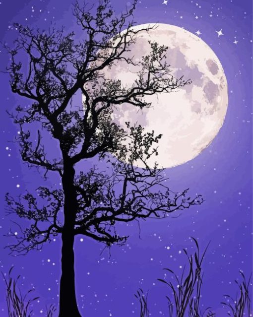 Tree Night Moon Paint By Numbers