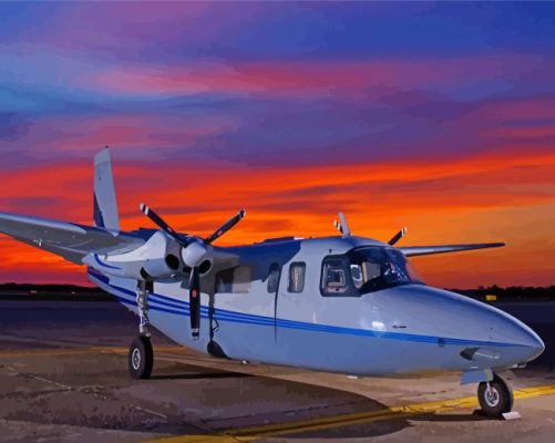 Twin Commander Aircraft At Sunset Paint By Numbers