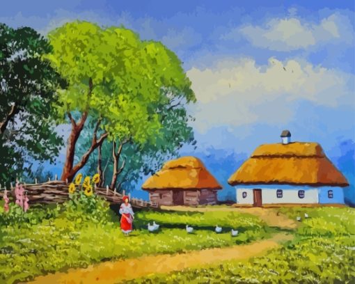 Village Landscape Paint By Numbers