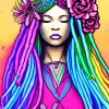 Woman In Colorful Dreadlocks Paint By Numbers