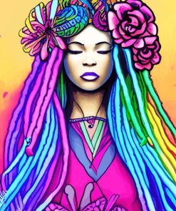 Woman In Colorful Dreadlocks Paint By Numbers