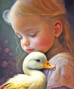 Adorable Girl And Duck Paint By Numbers