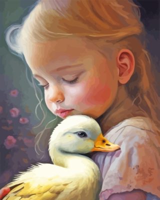 Adorable Girl And Duck Paint By Numbers