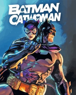 Batman With Catwoman Cartoon Poster Paint By Numbers