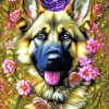 Floral Dog Paint By Numbers