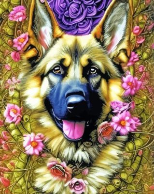 Floral Dog Paint By Numbers