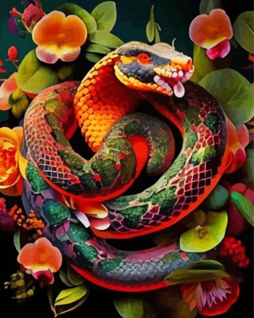 Floral Snake Paint By Numbers