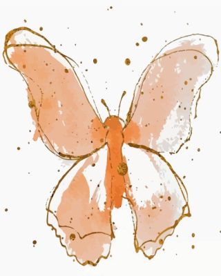 Peach Butterfly Splatter Art Paint By Numbers