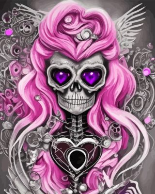 Pink Mermaid Skeleton Paint By Numbers