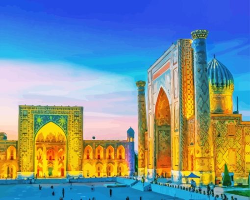 Amarkand Uzbekistan At Night Paint By Numbers