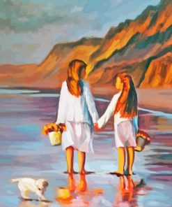 Sisters On Beach Paint By Numbers