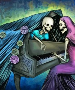 Skull Woman Playing Piano Paint By Numbers